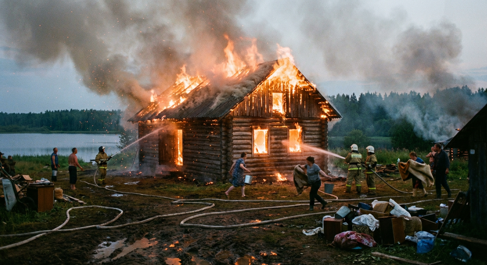 Пожар в Башкирии уничтожил баню в коттеджном поселке