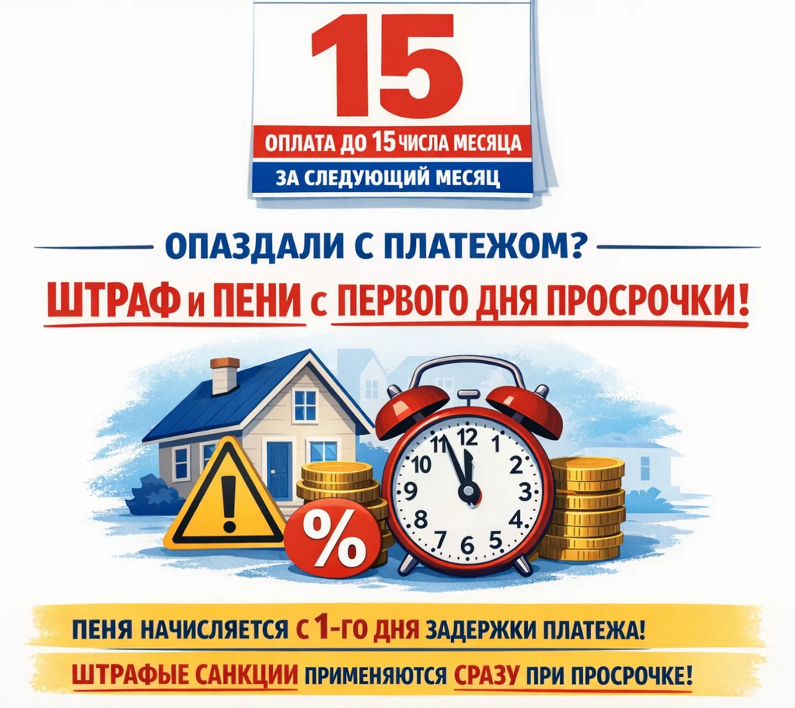 Единый срок оплаты ЖКУ до 15 числа ввели для всех россиян
