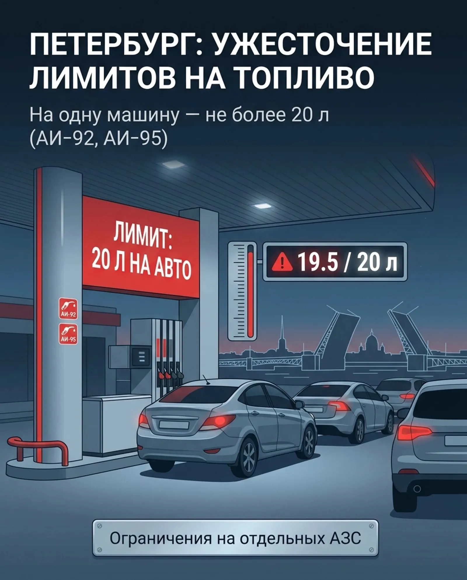 Бензиновые лимиты дошли до Петербурга вслед за Москвой и регионами